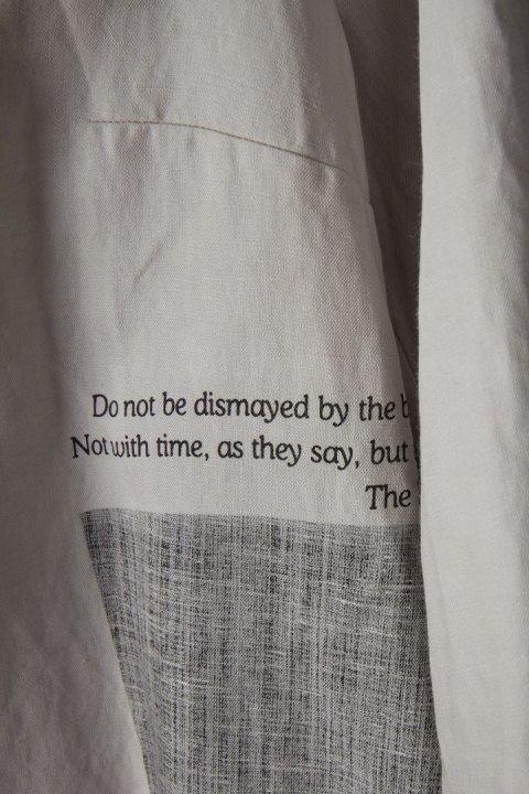 ANNETTE GORTZ - wyszukana bluzka koszulowa wełna len - S