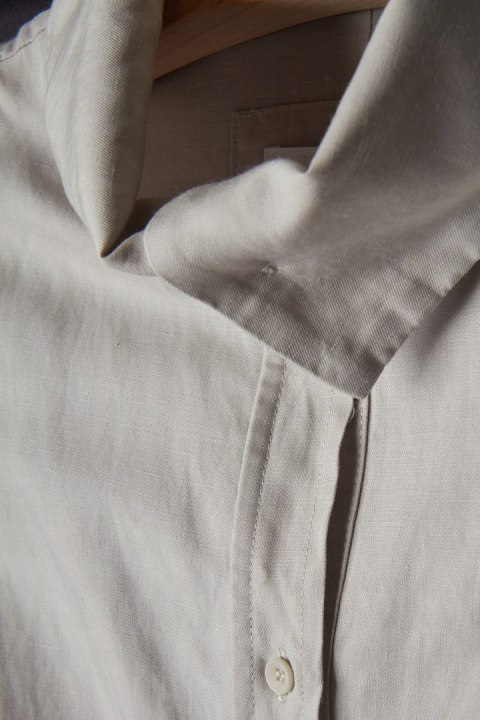 ANNETTE GORTZ - wyszukana bluzka koszulowa wełna len - S