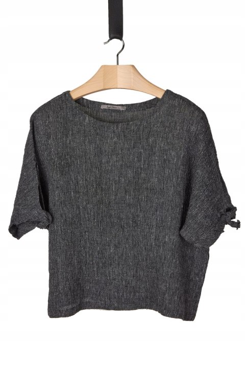 BEAU JOURS mięciutka jedyna bluzka fakturowany len oversize L/XL