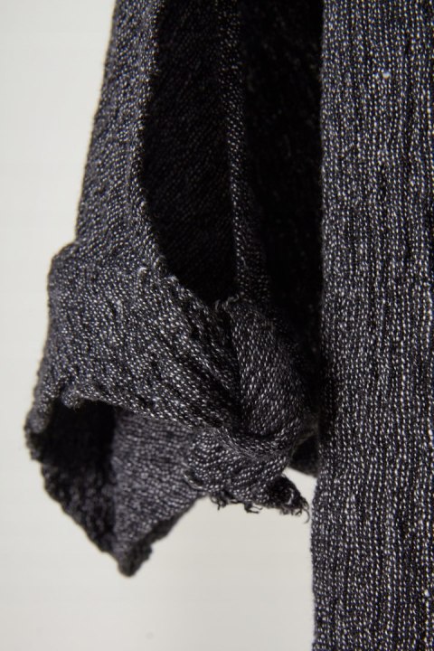 BEAU JOURS mięciutka jedyna bluzka fakturowany len oversize L/XL