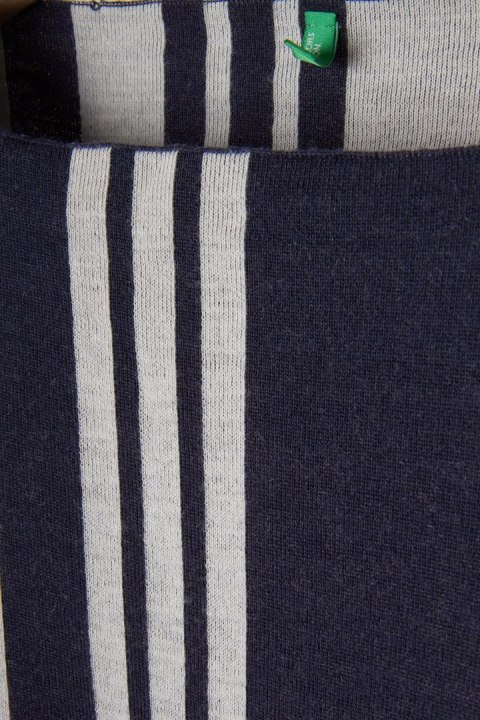 BENETTON - nietuzinkowy sweter wełna w paski - L