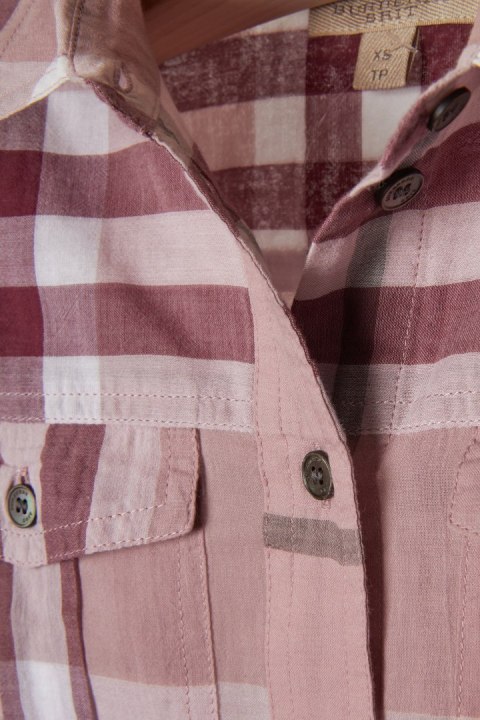 BURBERRY delikatna bluzka koszulowa w kratkę XS