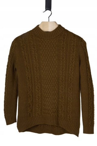COS wyjątkowy sweter wełna kolor ciemnej oliwki fantastyczny splot S
