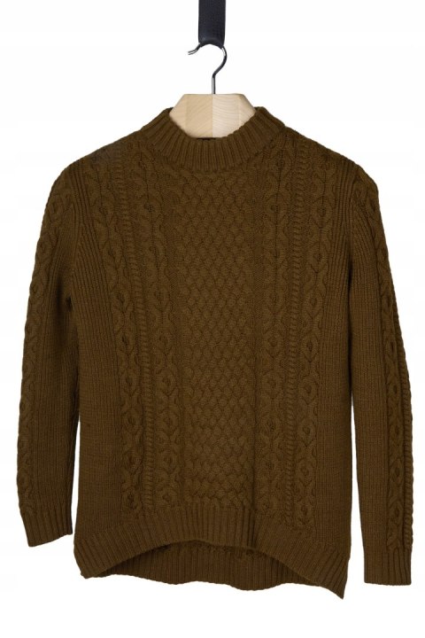 COS wyjątkowy sweter wełna kolor ciemnej oliwki fantastyczny splot S