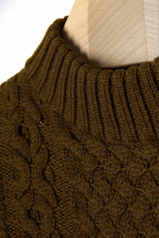 COS wyjątkowy sweter wełna kolor ciemnej oliwki fantastyczny splot S