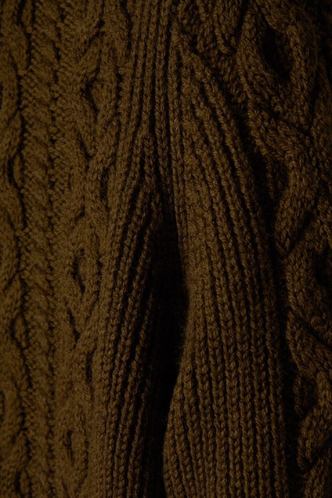 COS wyjątkowy sweter wełna kolor ciemnej oliwki fantastyczny splot S