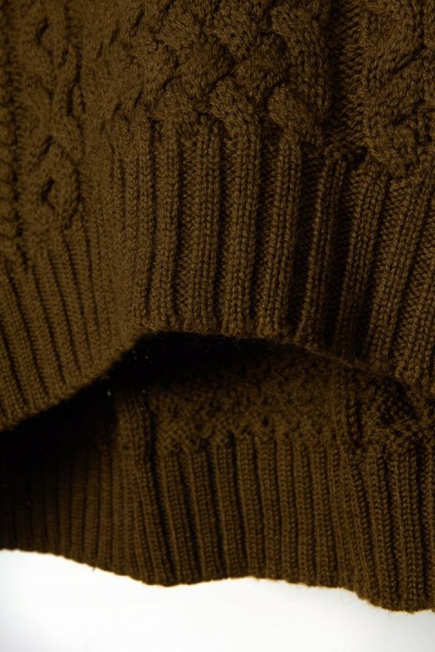 COS wyjątkowy sweter wełna kolor ciemnej oliwki fantastyczny splot S