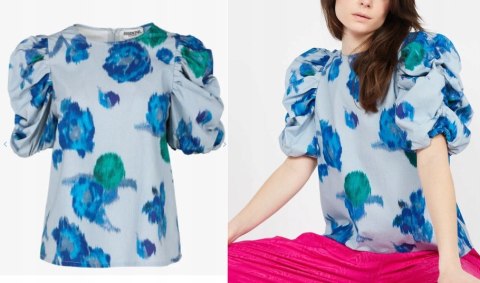 ESSENTIEL ANTWERP niebanalna bluzka cudny wzór bufki 36