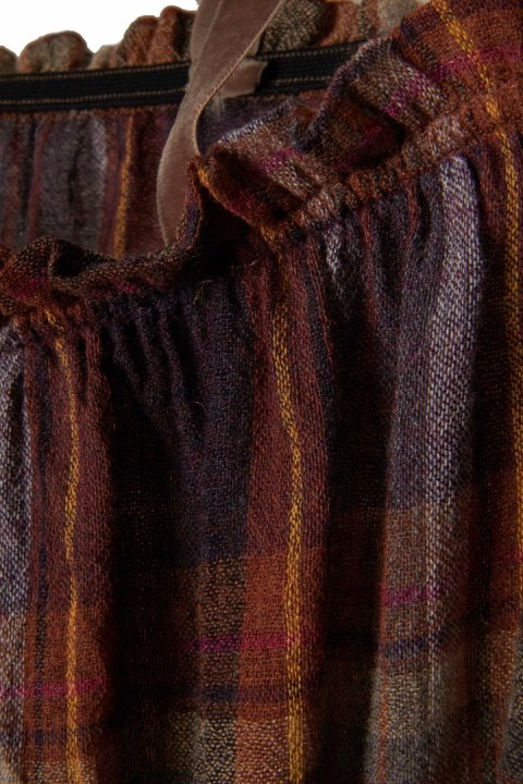 FETISH kolorowa bluzka koszulowa delikatna wełna w kratkę L