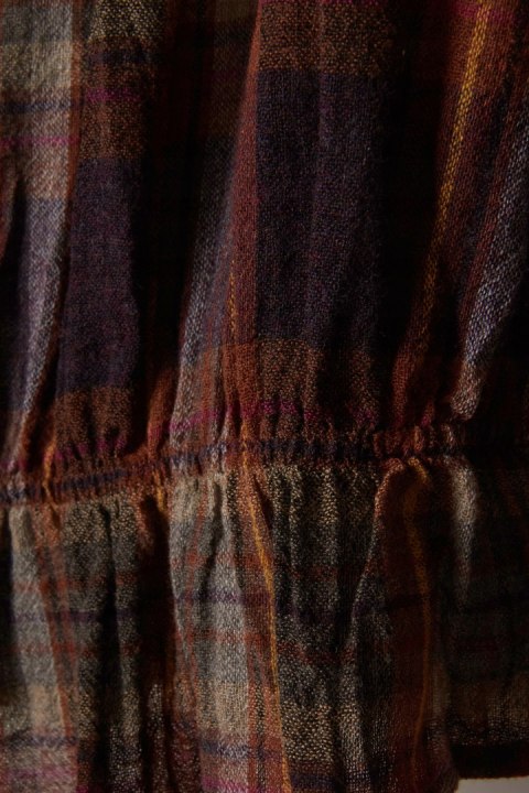 FETISH kolorowa bluzka koszulowa delikatna wełna w kratkę L