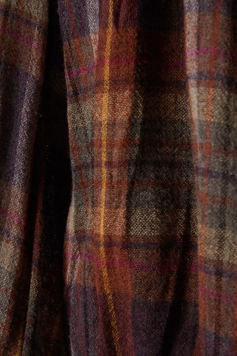 FETISH kolorowa bluzka koszulowa delikatna wełna w kratkę L