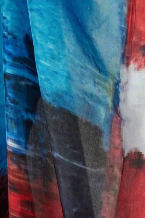 Fenomenalny kolorowy szal pareo jedwab z motywem latarni morskich