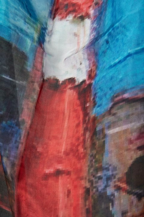 Fenomenalny kolorowy szal pareo jedwab z motywem latarni morskich