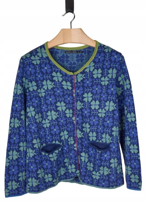 GUDRUN SJODEN nietuzinkowy sweter bawełna rozpinany XL