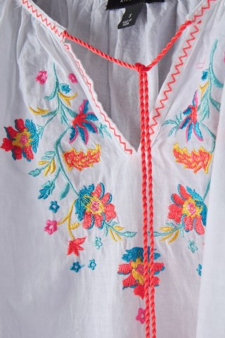 Genialna zwiewna letnia tunika biel haft boho -S/M