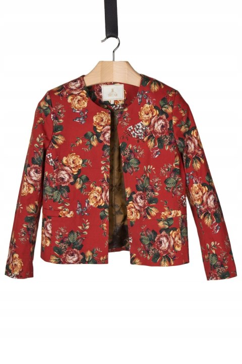 HOUSE OF BRUAR nietuzinkowa marynarka bawełna piękny kwiatowy wzór 42