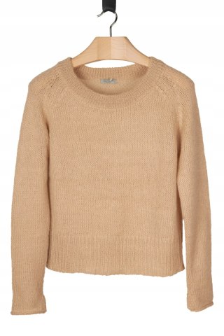 HUNKYDORY mięciutki sweter pastelowy beż kid moher L