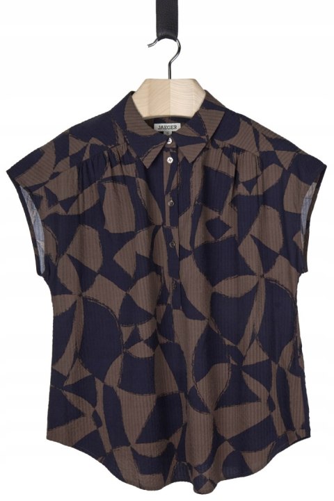 JAEGER niepowtarzalna bluzka wiskoza bawełna geometryczny wzór oversize 40
