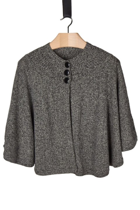 JAEGER - nietuzinkowy sweter ponczo mięciutka wełna kaszmir - S