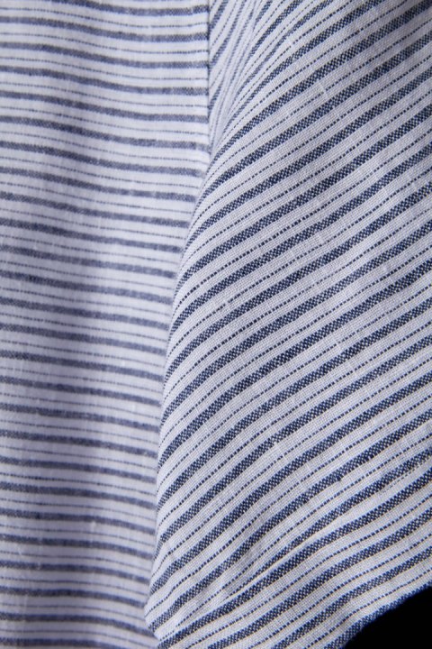 LANDS' END fantastyczna bluzka szlachetny len drobne paski marine M