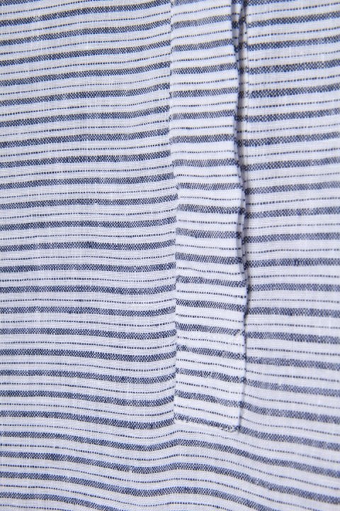 LANDS' END fantastyczna bluzka szlachetny len drobne paski marine M