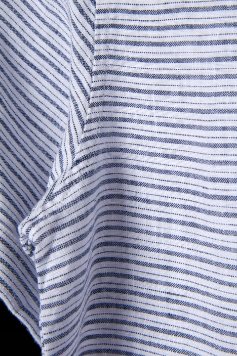 LANDS' END fantastyczna bluzka szlachetny len drobne paski marine M