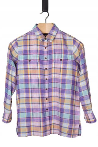 LANDS' END kolorowa bluzka szlachetny len w kratkę S