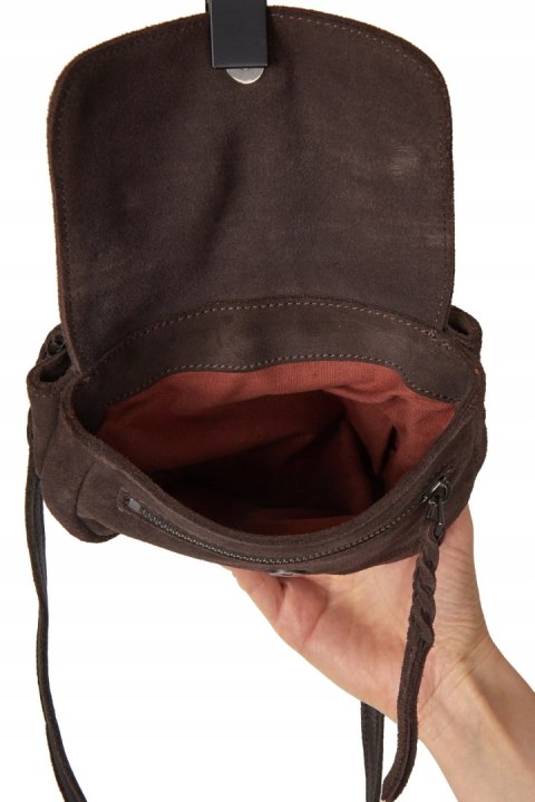 LIEBESKIND BERLIN - mała torebka skórzana kolor ciemnej czekolady