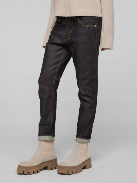 LIS LAREIDA niebanalne spodnie jeans prosty krój 34