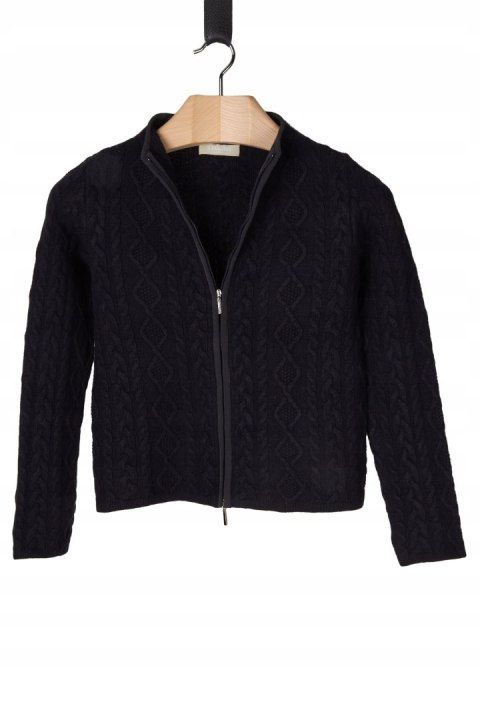 MAX MARA mięciutki sweter wełna ciemny granat piękny splot S