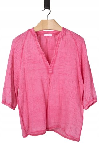 MONDAY AFTERNOON włoska bluzka koszulowa fakturowany len bawełna L