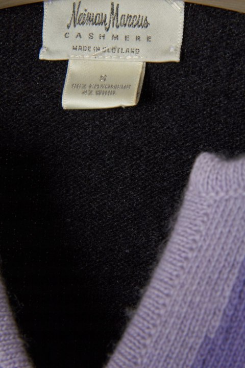 NEIMAN MARCUS luksusowy sweter kaszmir piękne odcienie fioletu S