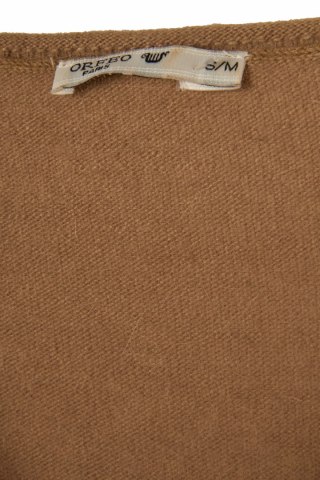 ORFEO PARIS nietuzinkowy sweter camelowy kolor luźny krój S/M