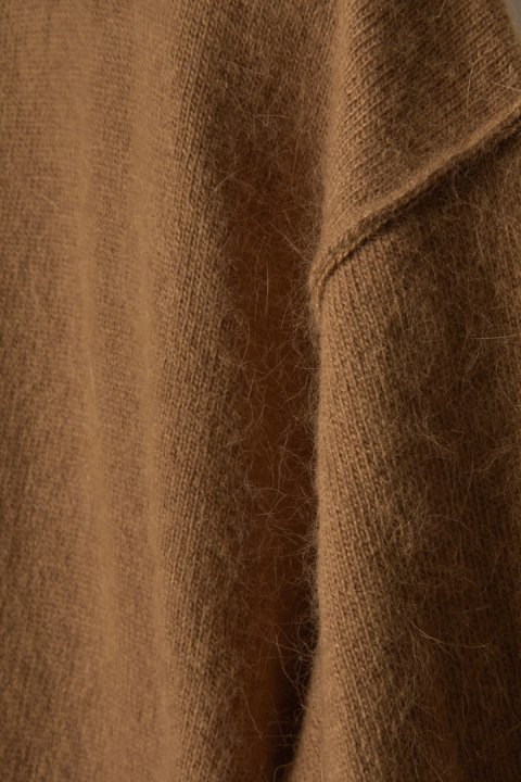 ORFEO PARIS nietuzinkowy sweter camelowy kolor luźny krój S/M