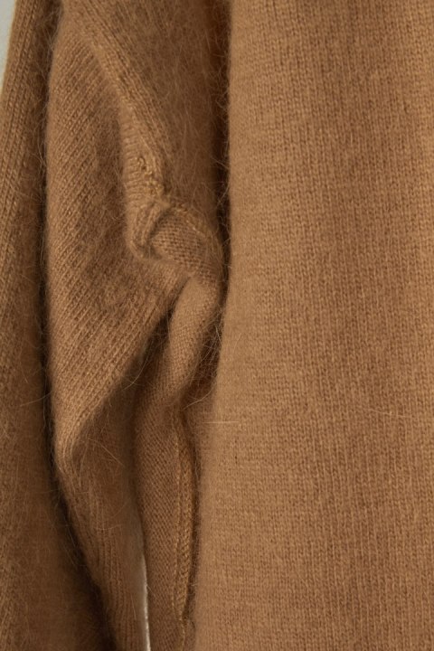 ORFEO PARIS nietuzinkowy sweter camelowy kolor luźny krój S/M