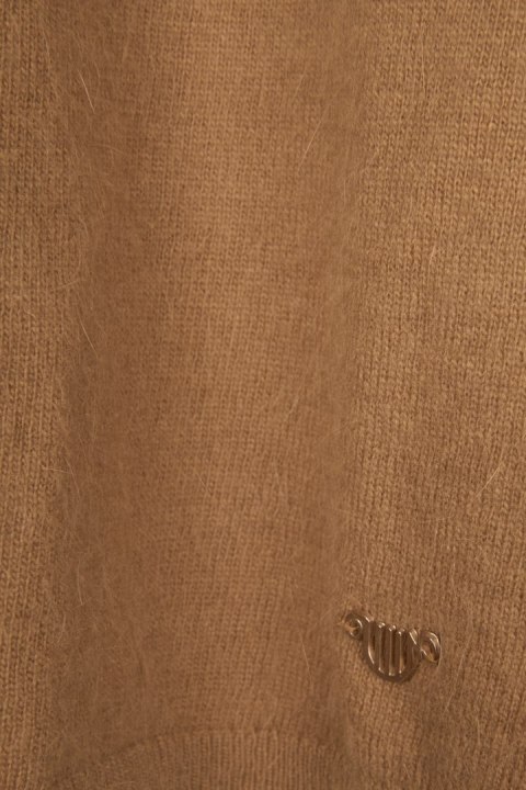 ORFEO PARIS nietuzinkowy sweter camelowy kolor luźny krój S/M