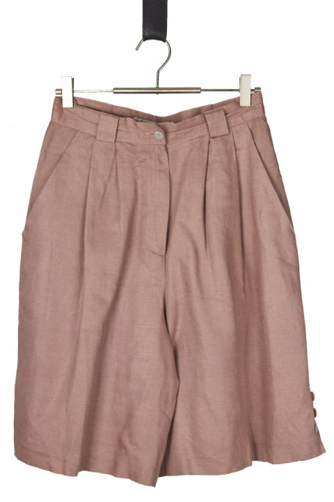 PADONA - fenomenalne spodnie szorty z dłuższą nogawką len brudny róż - 36