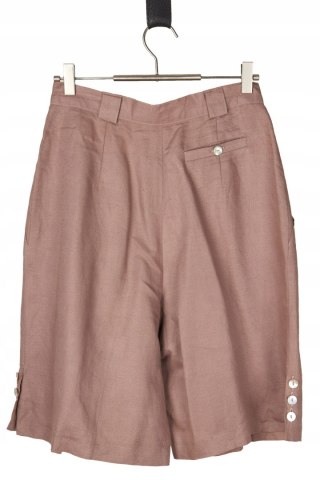 PADONA - fenomenalne spodnie szorty z dłuższą nogawką len brudny róż - 36