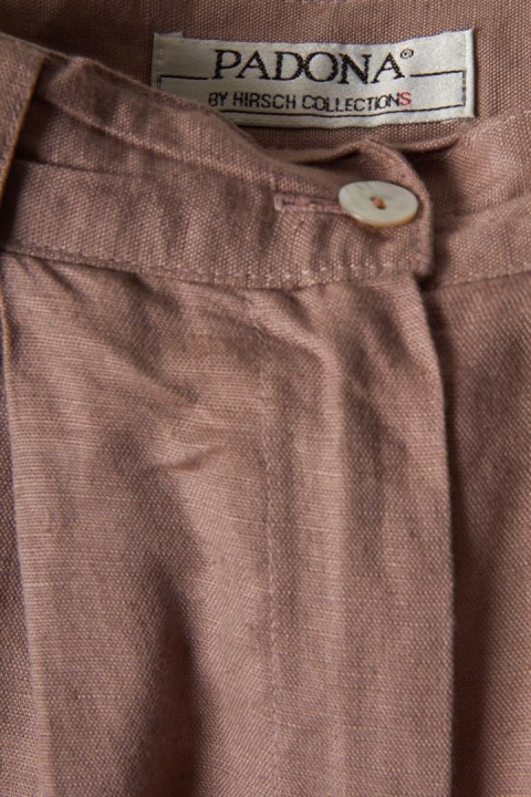 PADONA - fenomenalne spodnie szorty z dłuższą nogawką len brudny róż - 36