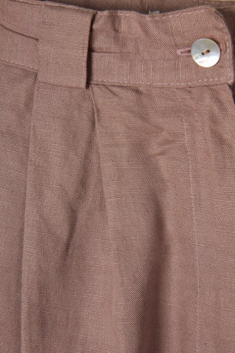 PADONA - fenomenalne spodnie szorty z dłuższą nogawką len brudny róż - 36