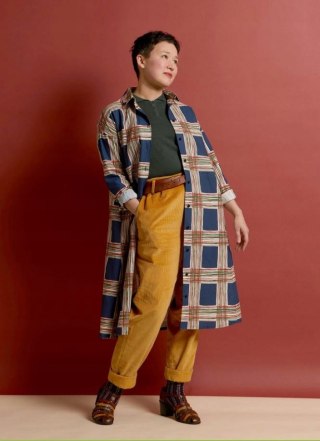 PALAVA niespotykana sukienka tunika len bawełna piękna szeroka krata XL