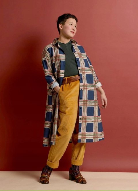 PALAVA niespotykana sukienka tunika len bawełna piękna szeroka krata XL