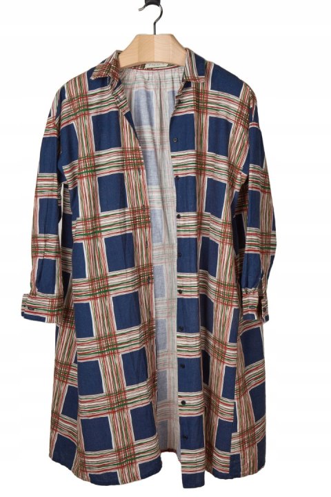 PALAVA niespotykana sukienka tunika len bawełna piękna szeroka krata XL