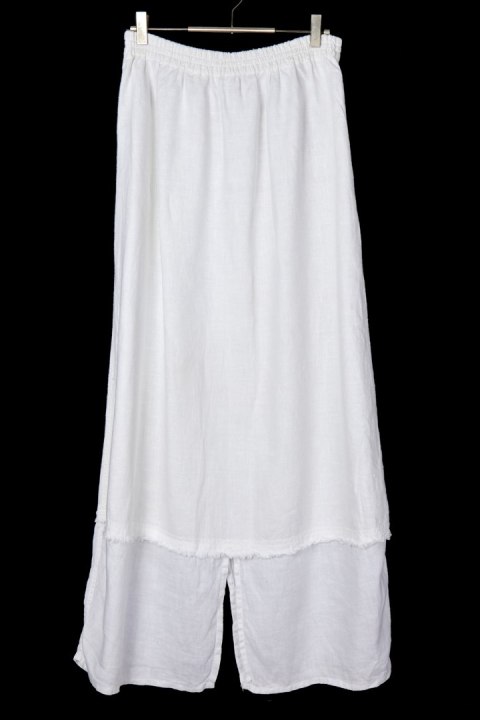 SHEPARD'S wyjątkowa artystyczna maxi spódnica lniana biała L