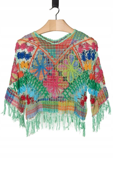 Śliczna niepowtarzalna bluzka ażurowa piękne kwiaty S/M