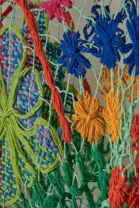 Śliczna niepowtarzalna bluzka ażurowa piękne kwiaty S/M