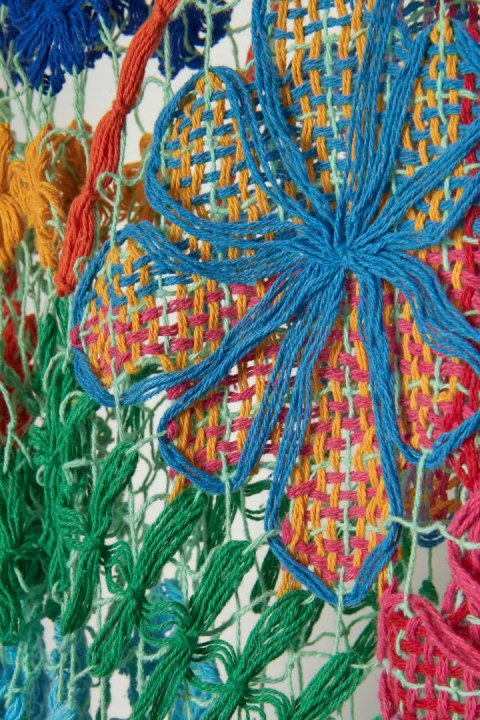 Śliczna niepowtarzalna bluzka ażurowa piękne kwiaty S/M