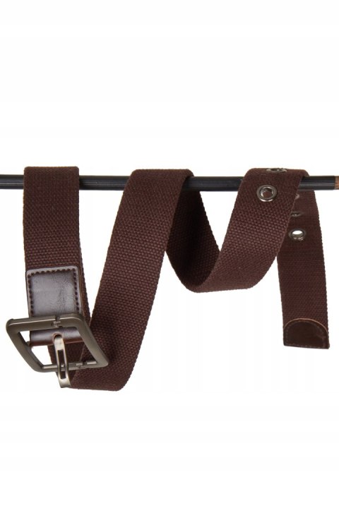 Solidny pasek parciany kolor brąz