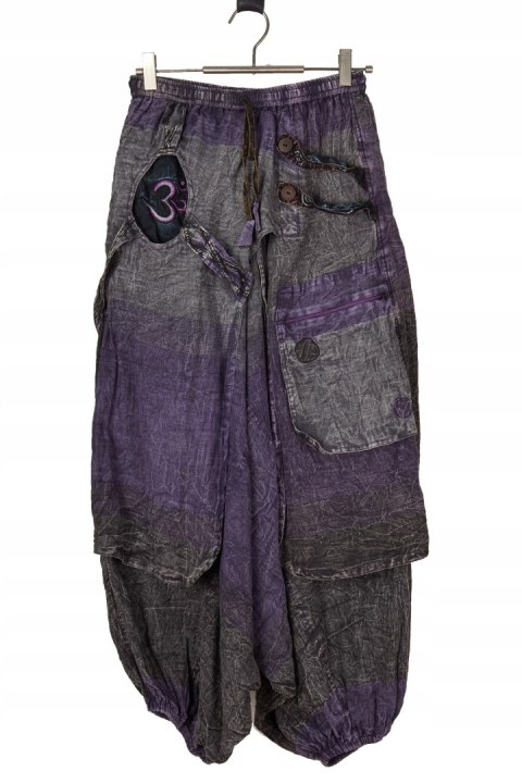 Spodnie szarawary INDIE mięciutkie bawełna stalowy fioletowy kolor S