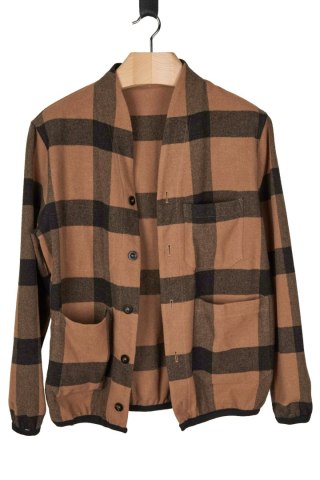 THE GIGI luksusowa włoska bluza rozpinana wełna w kratkę L